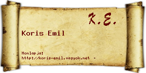 Koris Emil névjegykártya